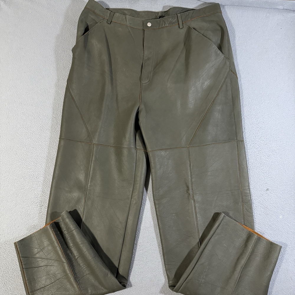 Vintage 1990's Style Saxony Leather Pants 42x38 HIP-HOP Y2K‎ Baggy Jeans NWT